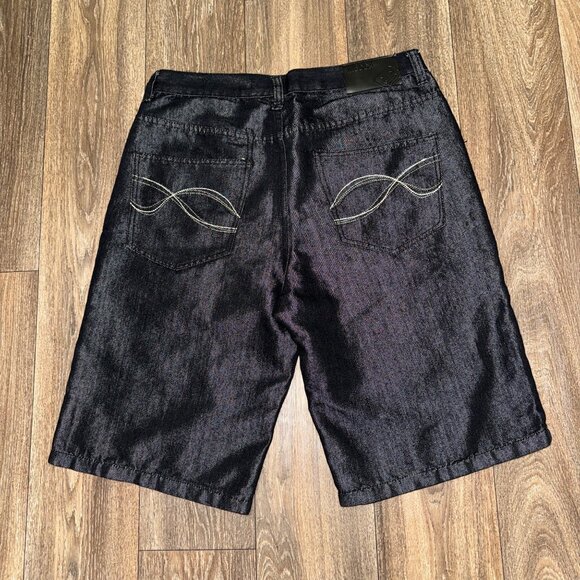 Vintage Mecca Jean Shorts Men's 36 Black Denim Jorts Wide Leg Skater Baggy Y2K - Picture 2 of 12